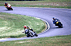 Kev Raymond shows the fast line at Cadwell Park